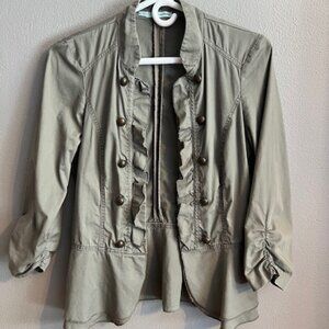 Women's Olive Green Casual Blazer Jacket Size Small With Decorative Buttons